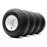 8" Steel Golf Cart Wheels Glossy White and Arisun Turf Sail (18/8.5-8) Golf Cart Tires