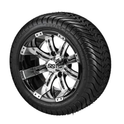 RM Cart 12" Casino Black/Machined on 215/35-12 LSI Elite Tires (Set of 4)