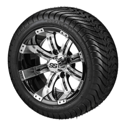 RM Cart 12" Casino Black/Machined on 215/35-12 LSI Elite Tires (Set of 4)