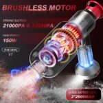 Ansen Car Vacuum Cleaner Portable, 21000PA & 13000PA High Power Brushless Motor - Image 3