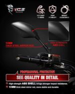 MZS Motorcycle Mirrors Rear View Side 8MM 10MM Black Universal Compatible - Image 2